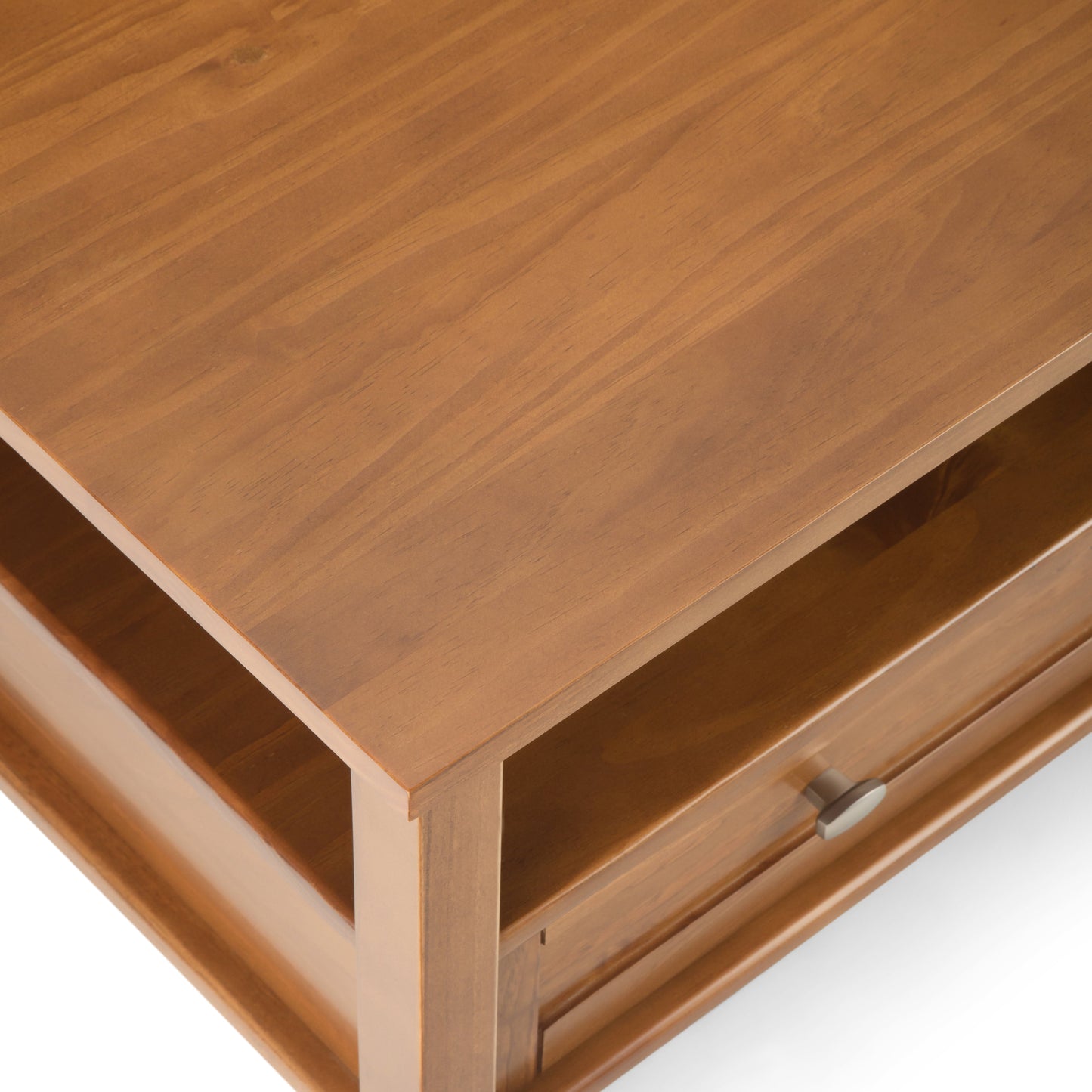 Warm Shaker 36 Inch Wide Solid Wood Square Coffee Table in Light Golden