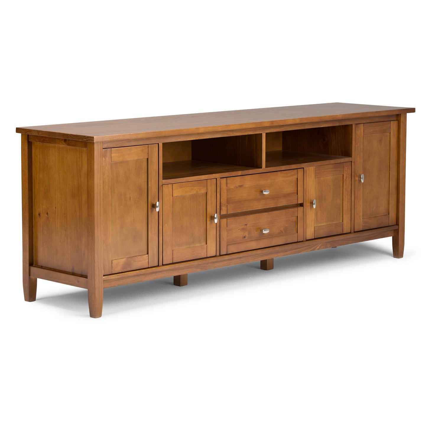 Warm Shaker 72 Inch Wide Solid Wood TV Stand in Light Golden