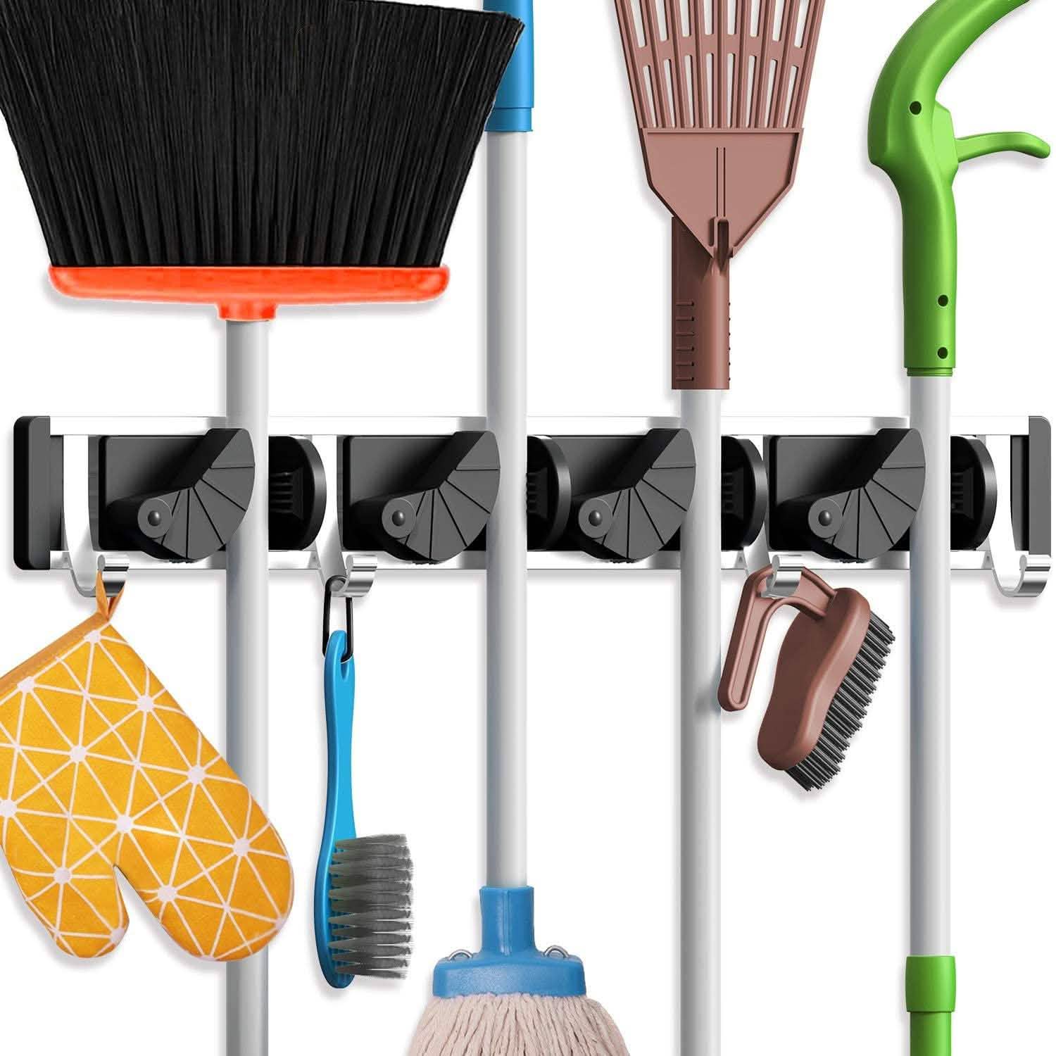 Support de balai Holikme - Fixation murale en métal pour l'organisation du garde-manger