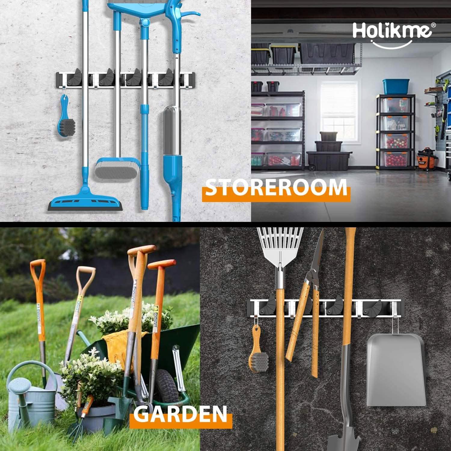 Support de balai Holikme - Fixation murale en métal pour l'organisation du garde-manger
