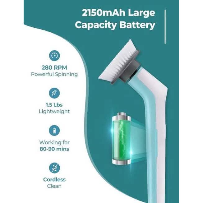 Brosse de nettoyage électrique sans fil HOMITT avec 3 têtes de brosse