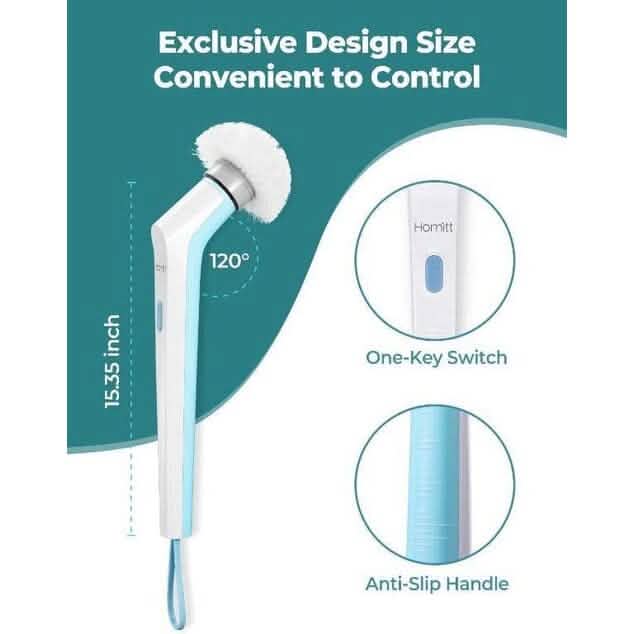 Brosse de nettoyage électrique sans fil HOMITT avec 3 têtes de brosse