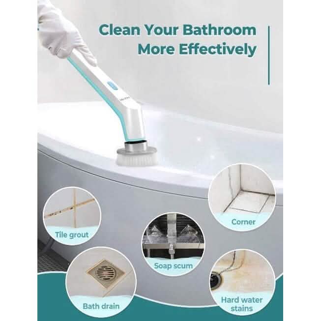 Brosse de nettoyage électrique sans fil HOMITT avec 3 têtes de brosse