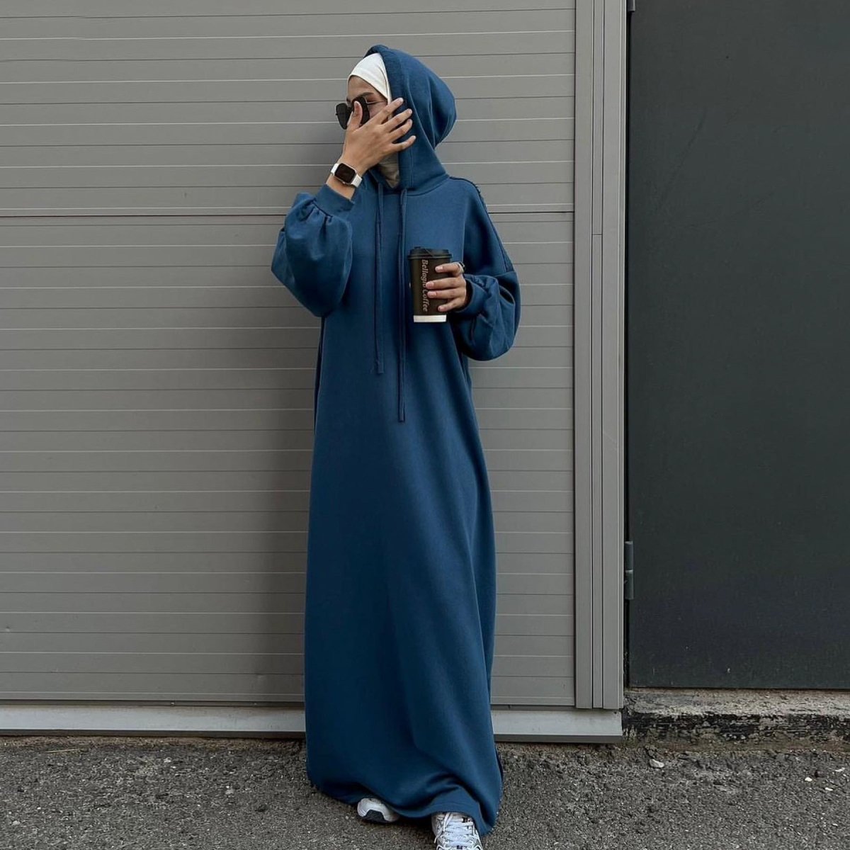 Hooded Sweatshirt Abaya | Hoodie Abaya With Pockets (MA125)
