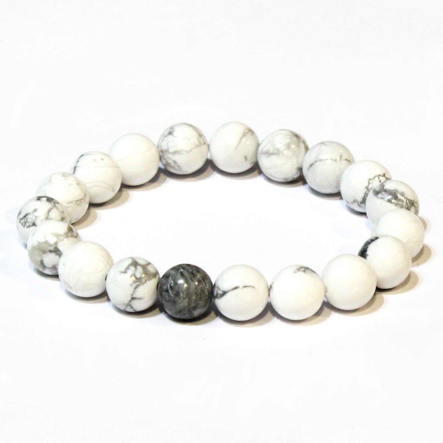White Howlite Round Bead Bracelet - Anger Eater