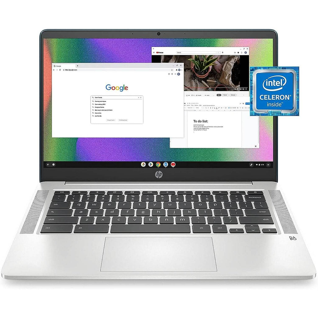 HP 14a-na0220nr, 14" HD Chromebook Intel Celeron N4120, 4GB RAM, 64GB eMMC (Refurbished)