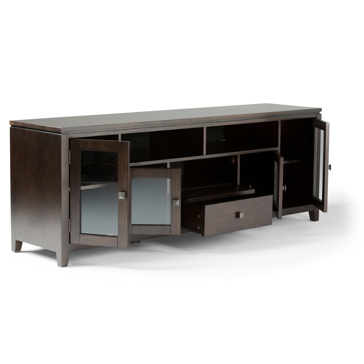 Cosmopolitan 72 Inch Wide Solid Wood TV Stand in Mahogany