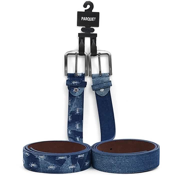 Lot de 2 : Ceintures en Jean Parquet pour Homme en Denim Délavé - Taille : S