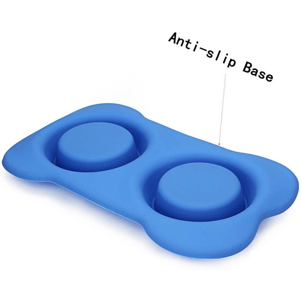 Hubulk Lot de 2 gamelles en acier inoxydable pour chien avec tapis en silicone antidérapant anti-déversement
