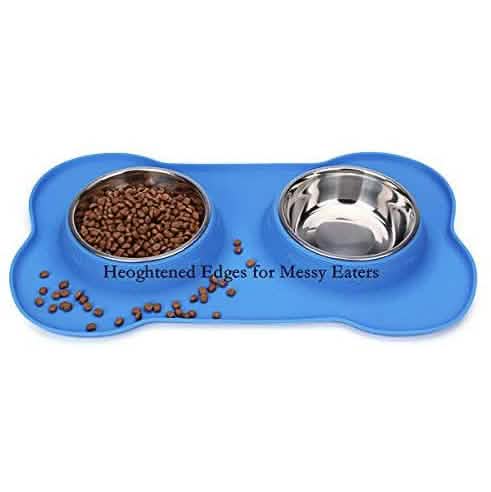 Hubulk Lot de 2 gamelles en acier inoxydable pour chien avec tapis en silicone antidérapant anti-déversement