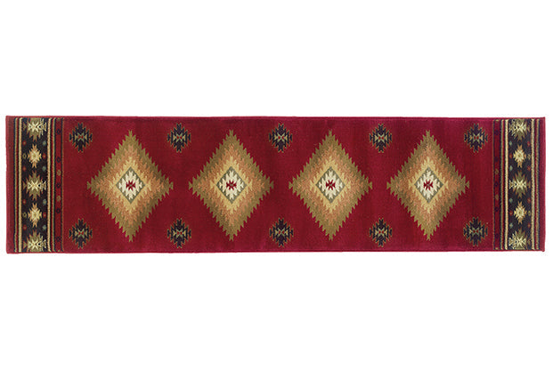 Flourish kazak Rug - Burnt Red / Brown / Peach / Mellow Yellow