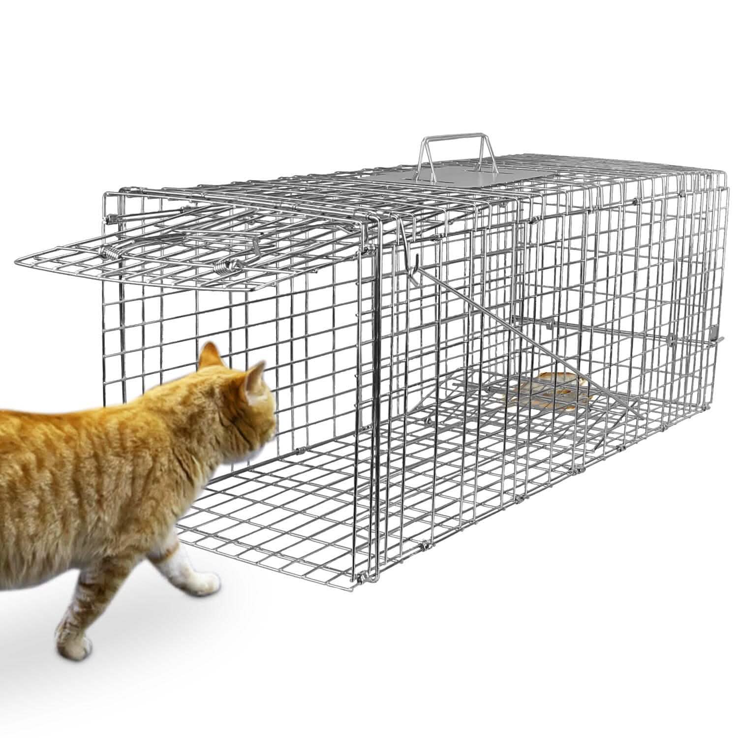 Humane Catch Release Live Animal Collapsible Galvanized Wire Trap Cage