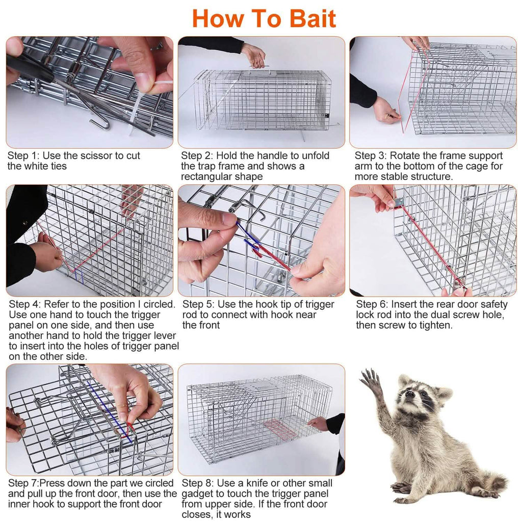 Humane Catch Release Live Animal Collapsible Galvanized Wire Trap Cage