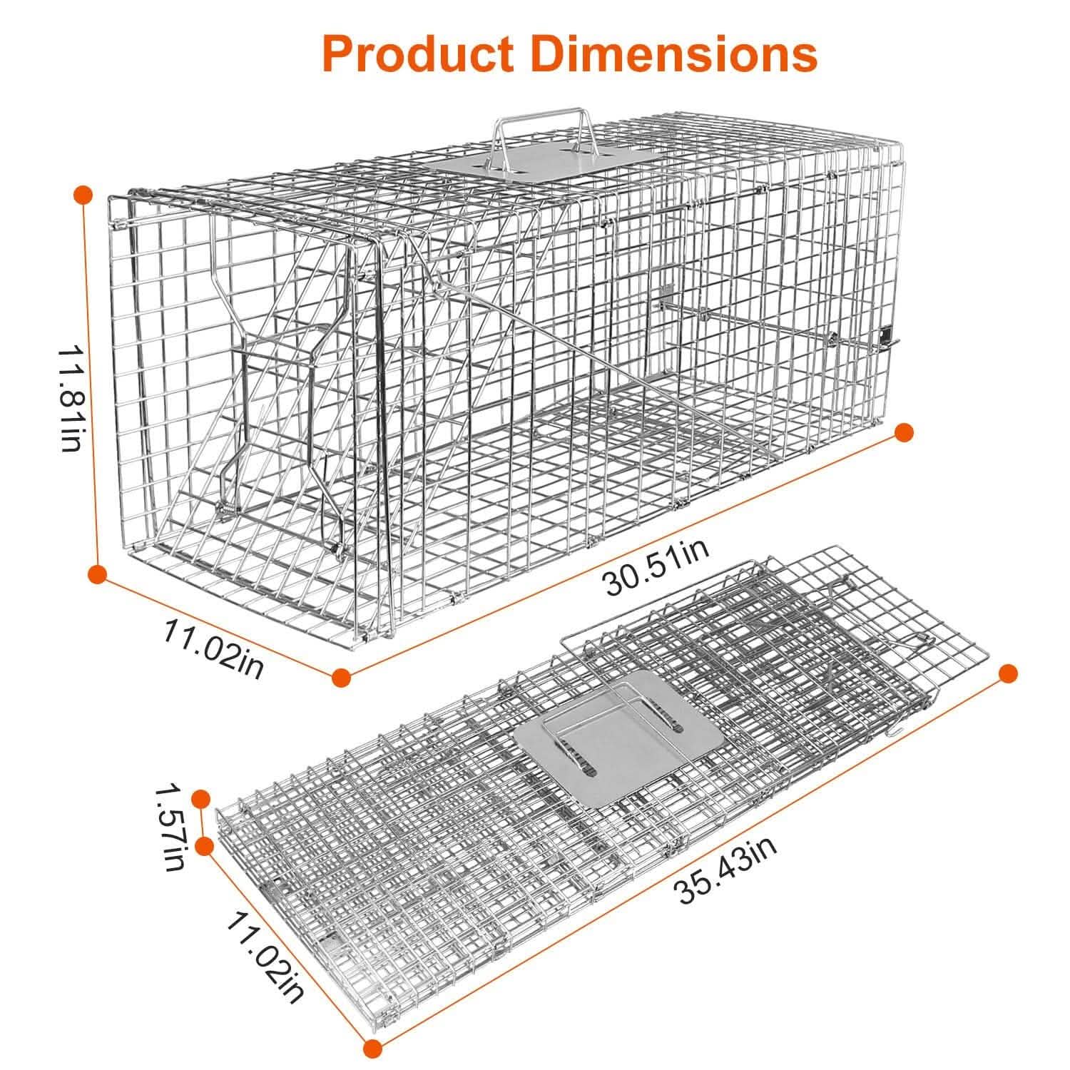 Humane Catch Release Live Animal Collapsible Galvanized Wire Trap Cage