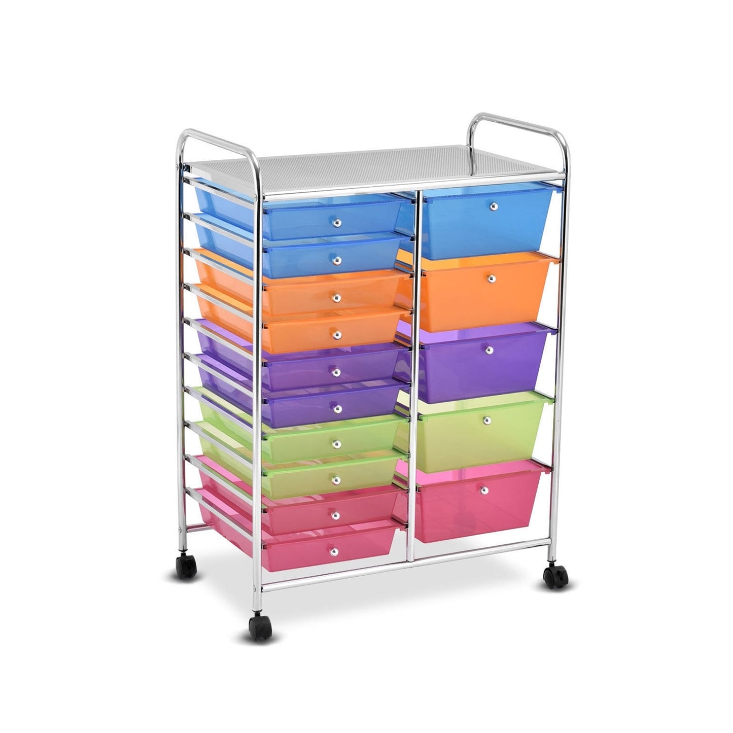 15-Drawer Utility Rolling Cart with Drawers Multi-Use Storage-Icecream Multicolor