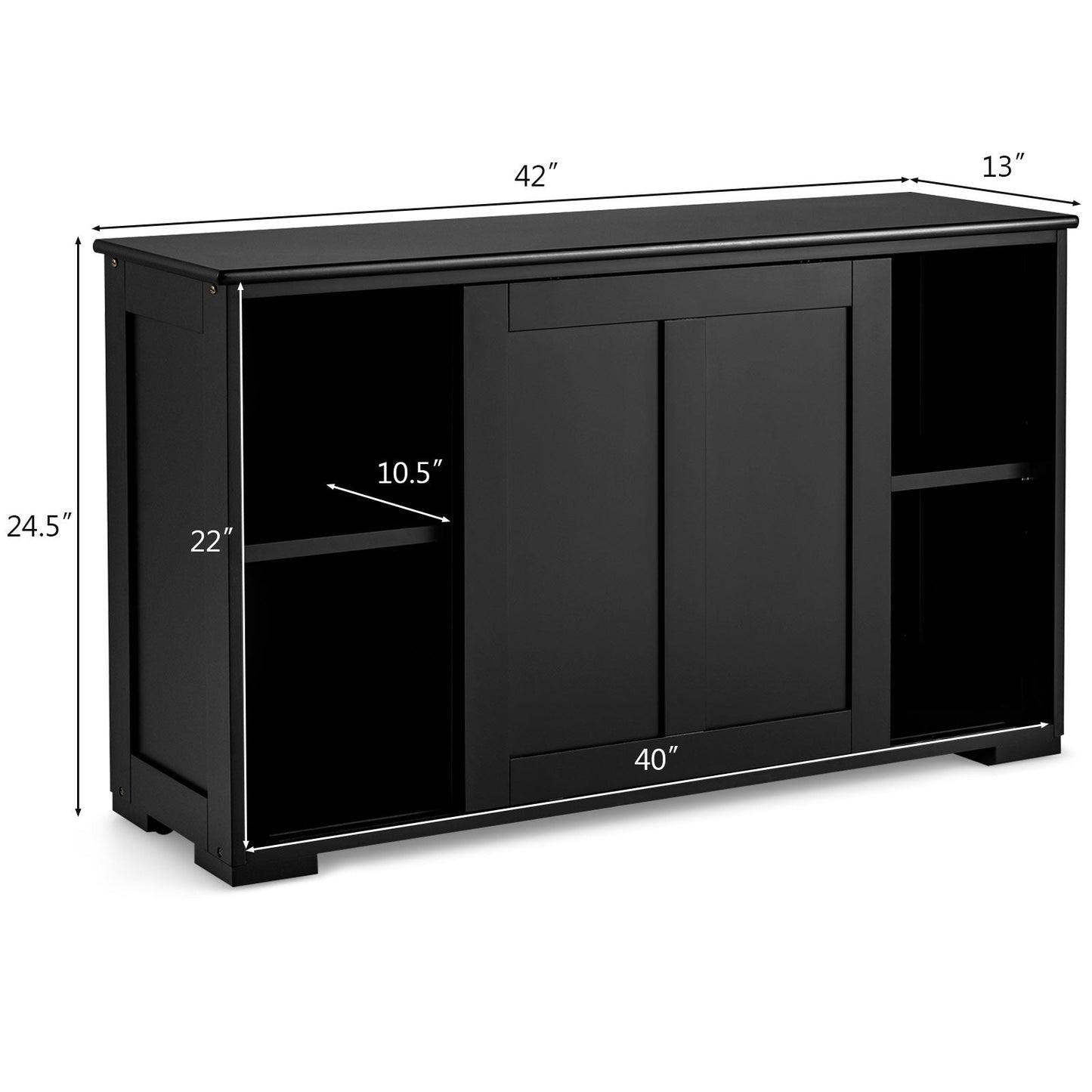 Kitchen Storage Cabinet with Wood Sliding Door