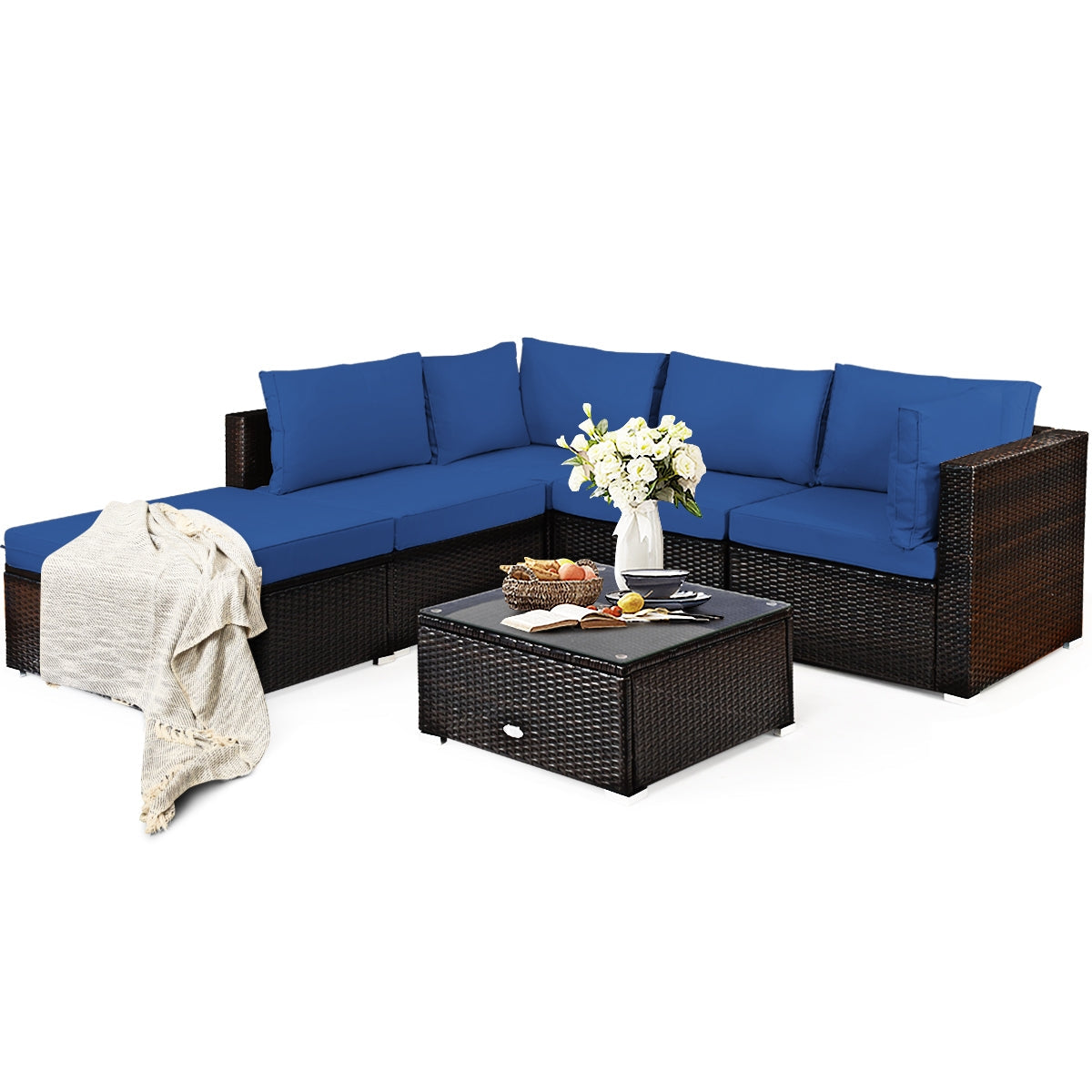 6 Pieces Outdoor Patio Rattan