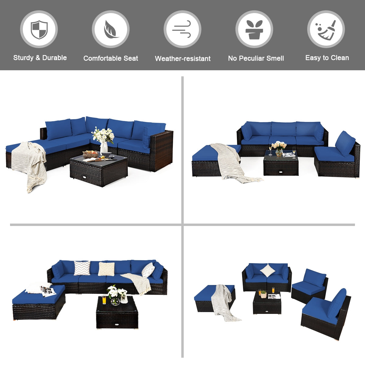 6 Pieces Outdoor Patio Rattan