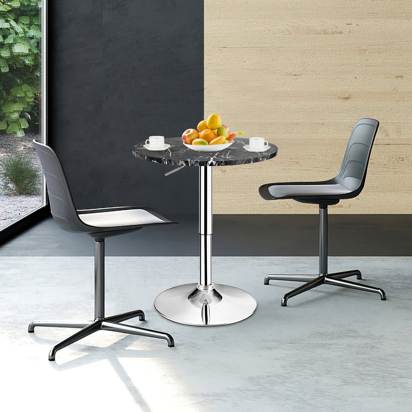 360° Swivel Cocktail Pub Table with Sliver Leg and Base
