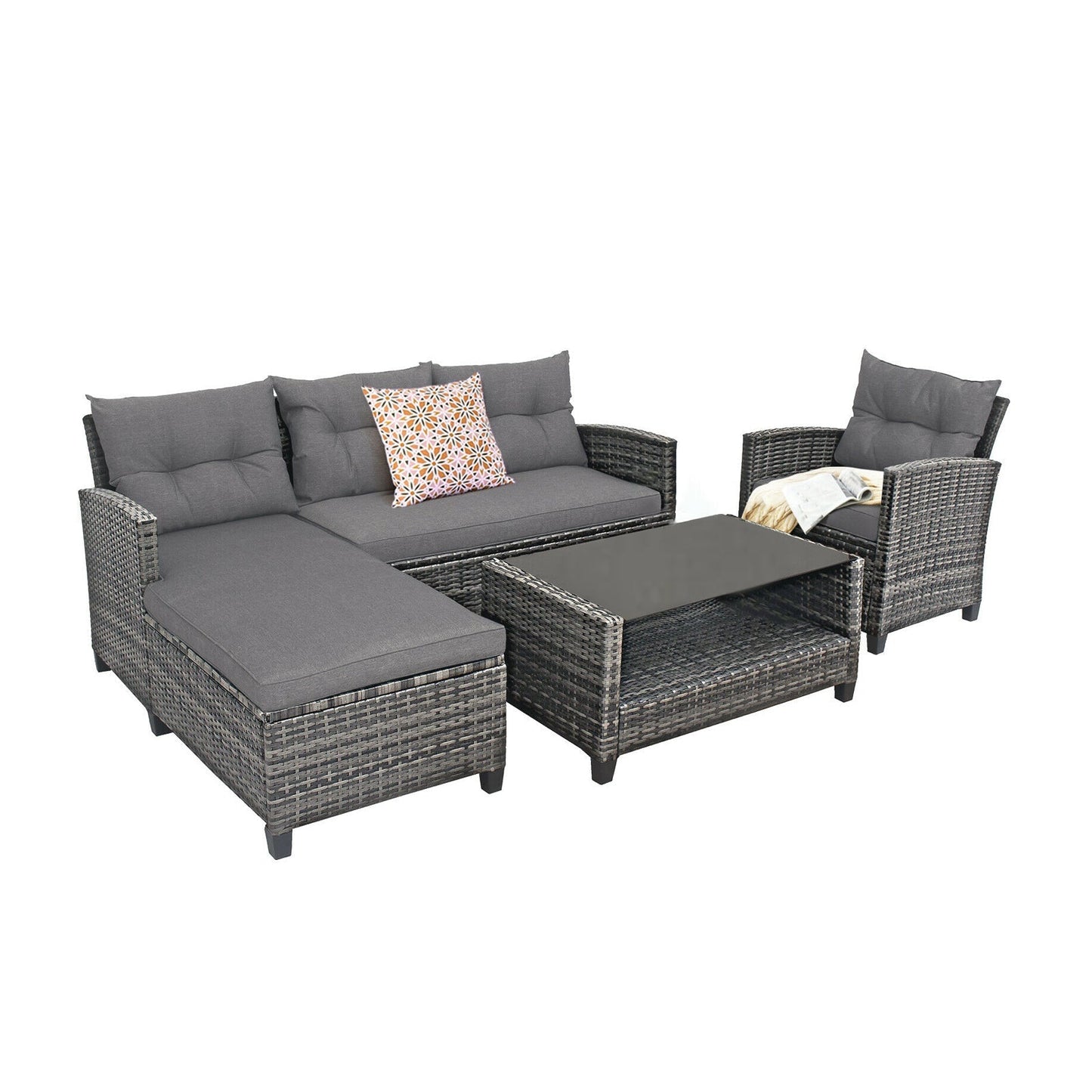 4 Pieces Patio Rattan