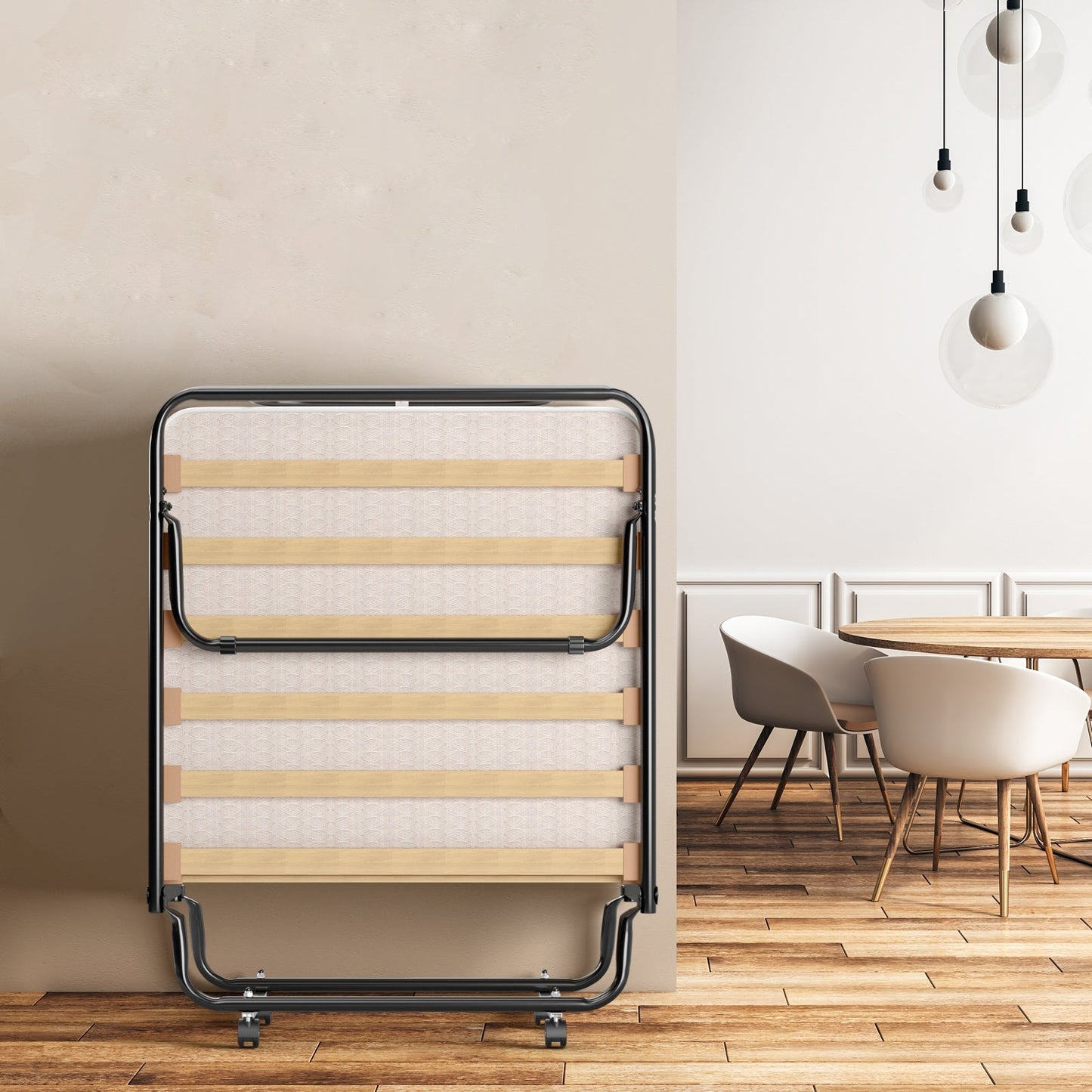 Portable Folding Bed with Memory Foam Mattress and Sturdy Metal Frame Made in Italy