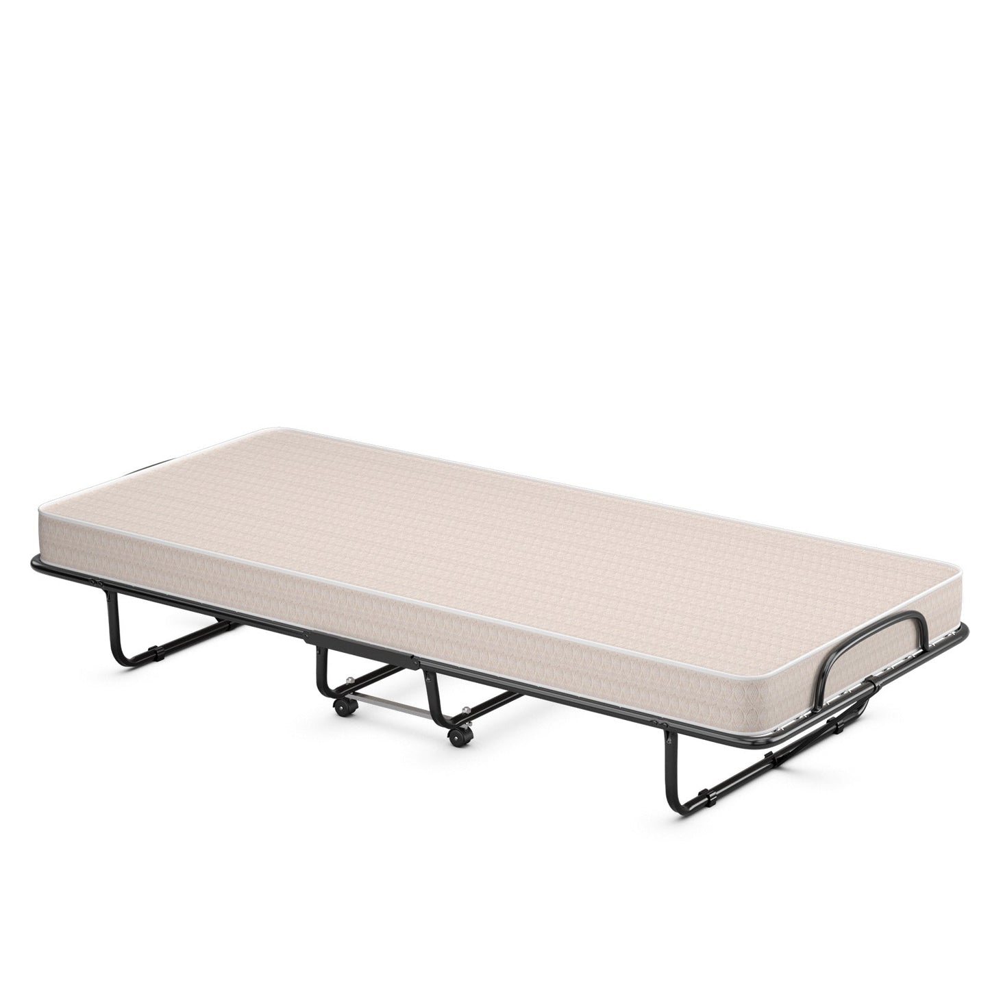 Rollaway Guest Bed with Sturdy Steel Frame and Memory Foam Mattress Made in Italy
