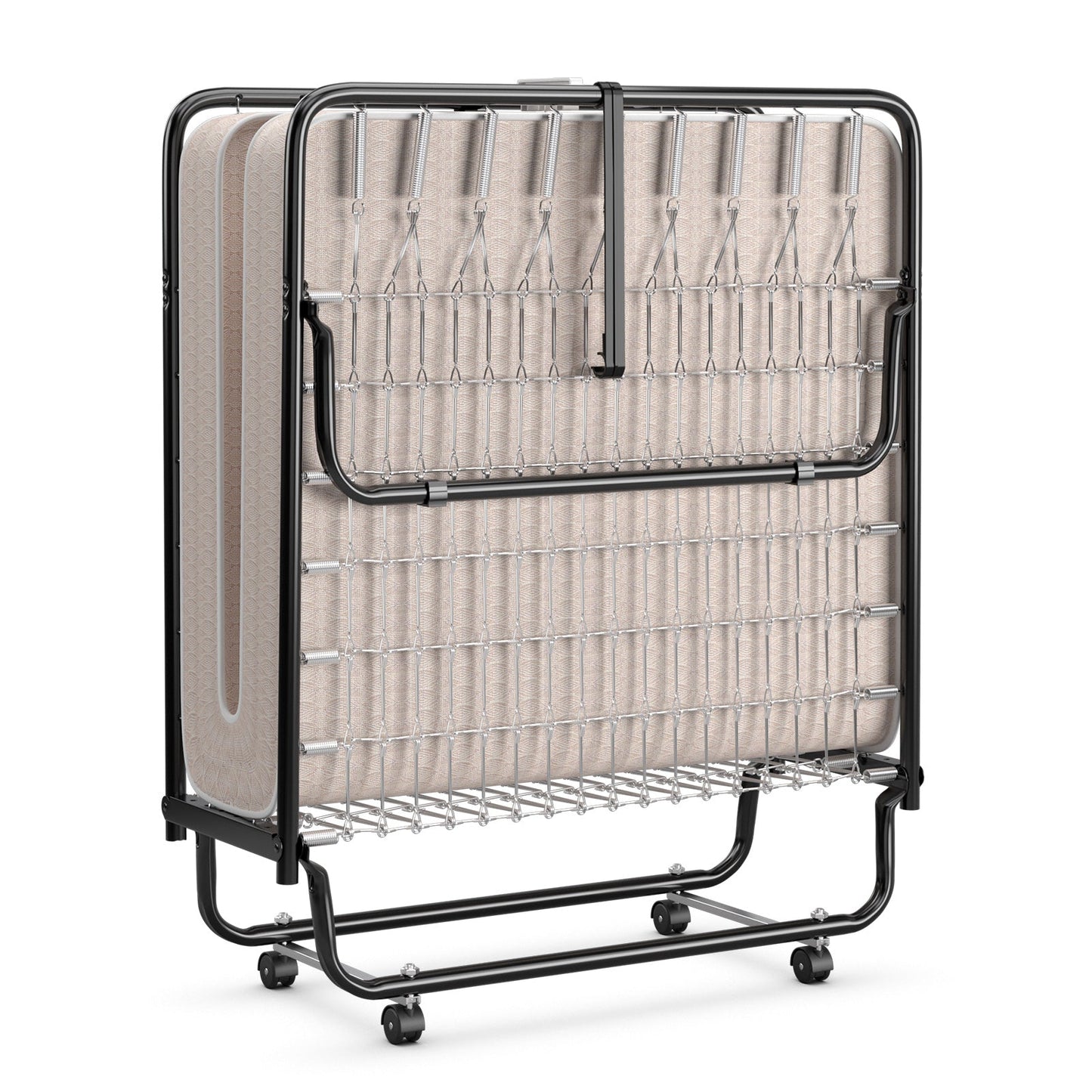 Rollaway Guest Bed with Sturdy Steel Frame and Memory Foam Mattress Made in Italy