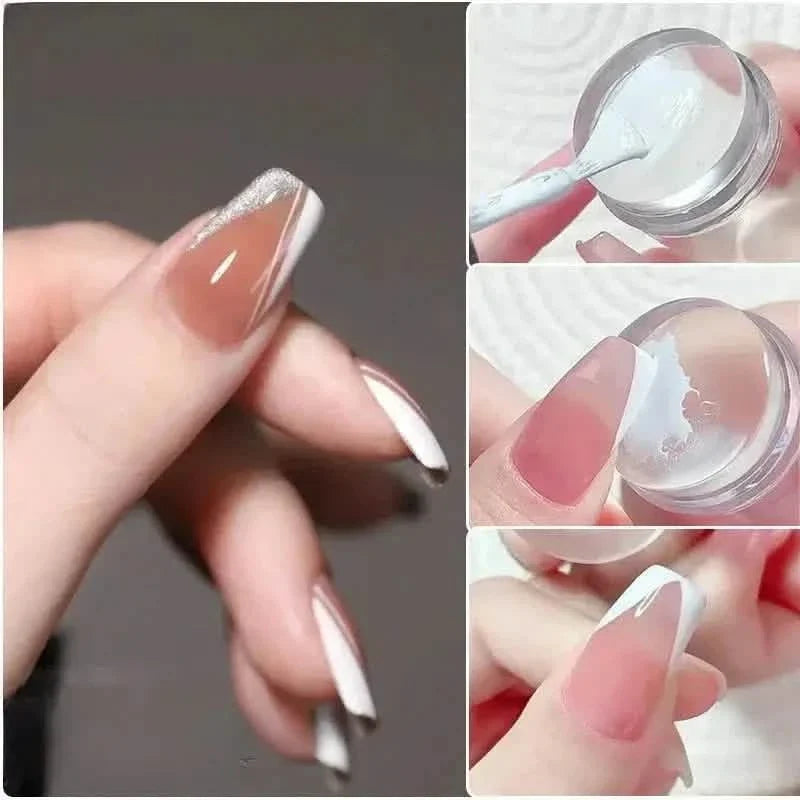 Hypoallergenic Silicone Nail Stamper and Scraper Set for French Manicure Stamping Plate