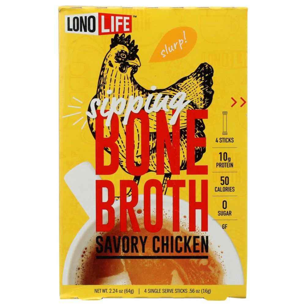 LONOLIFE Savory Chicken Bone Broth Stick 4Pk - Bold & Flavorful 2.24oz