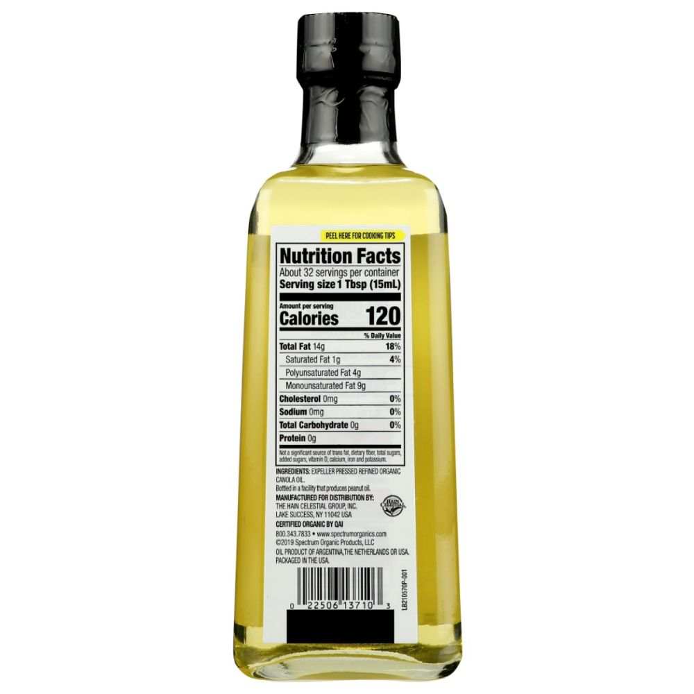 SPECTRUM NATURALS: Organic Canola Oil Refined, 16 fo
