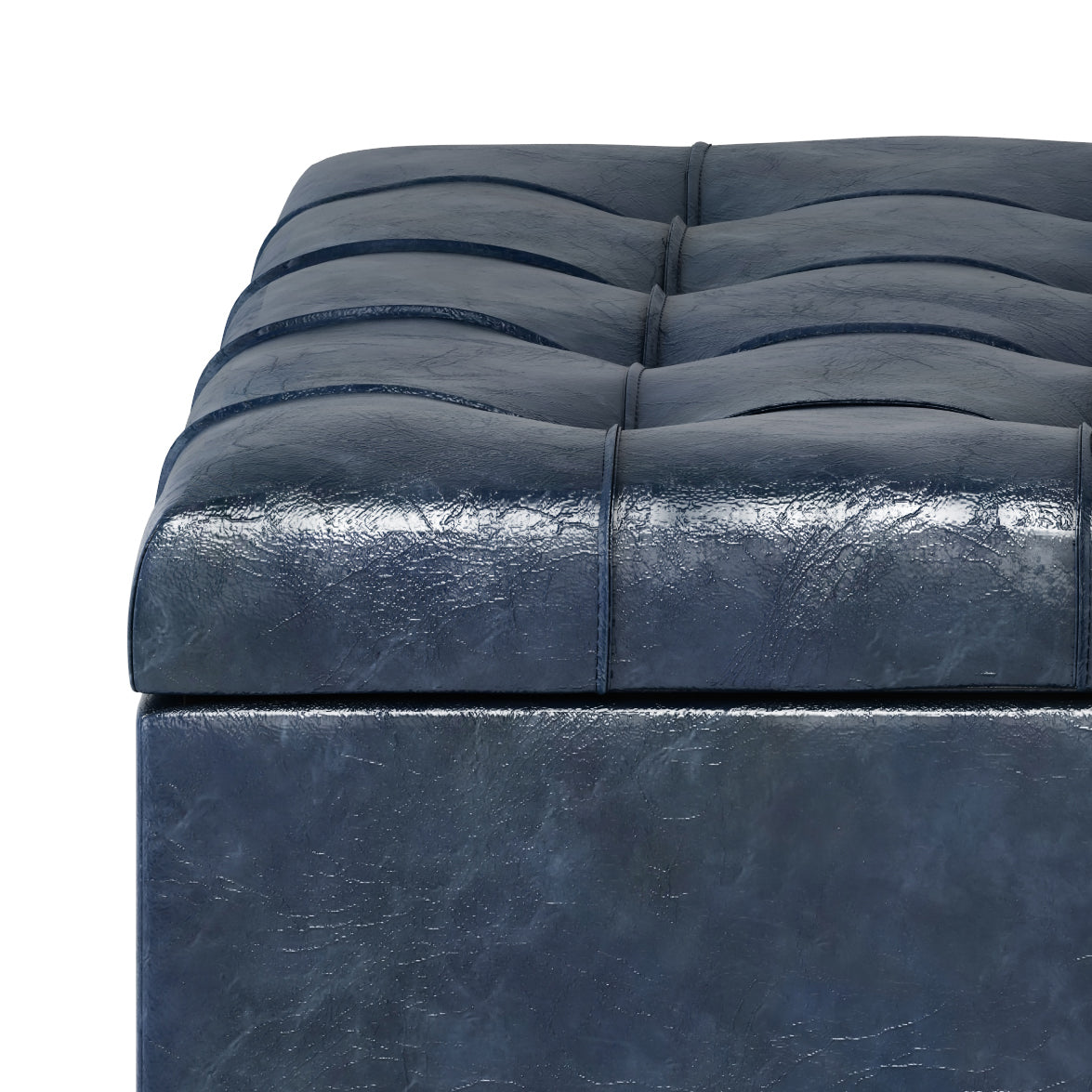 Harrison 36 Inch Wide Coffee Table Storage Ottoman in Denim
