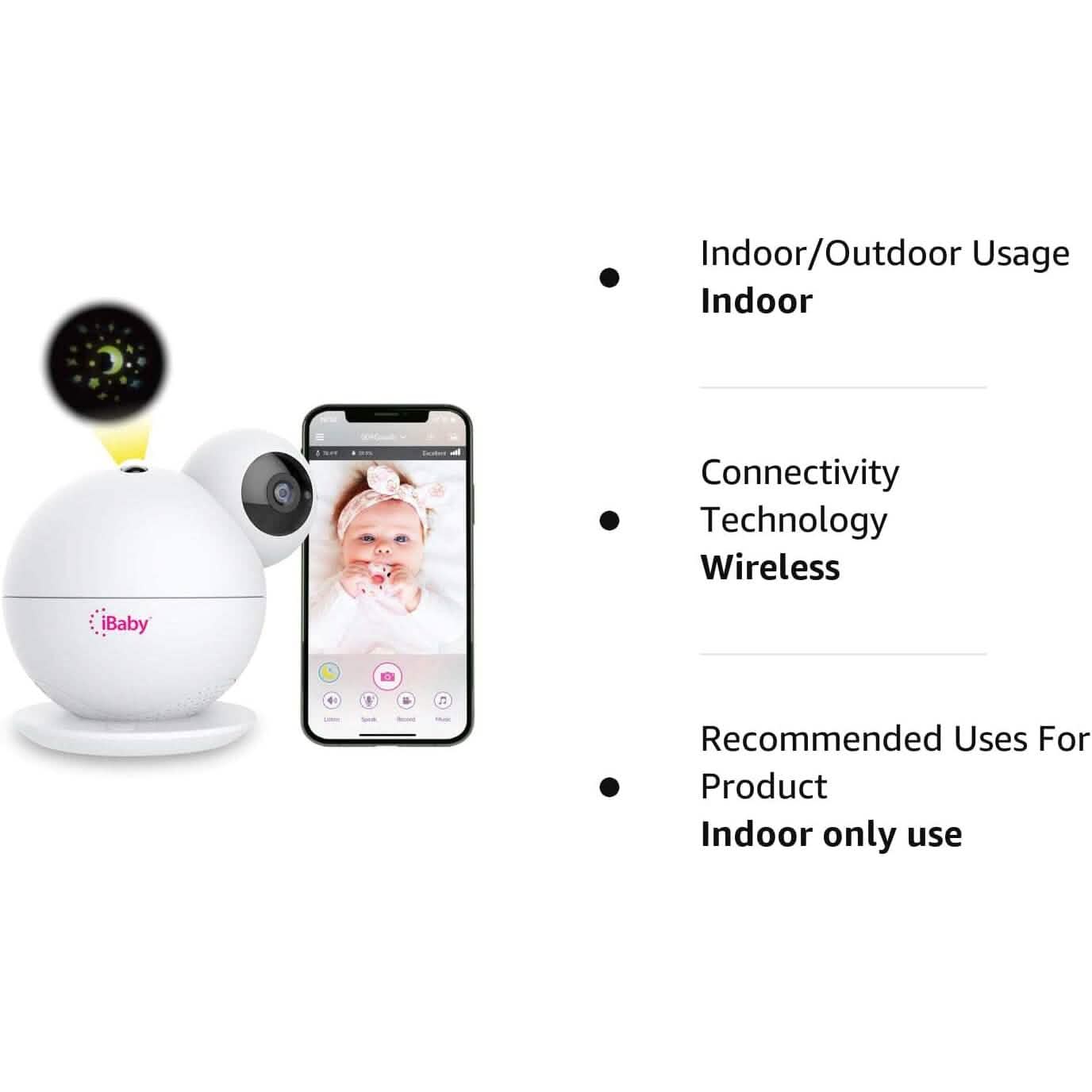 iBaby M8 Moniteur Bébé Connecté 2K, Panoramique 355°, Inclinaison 110° et Audio Bidirectionnel (Reconditionné)