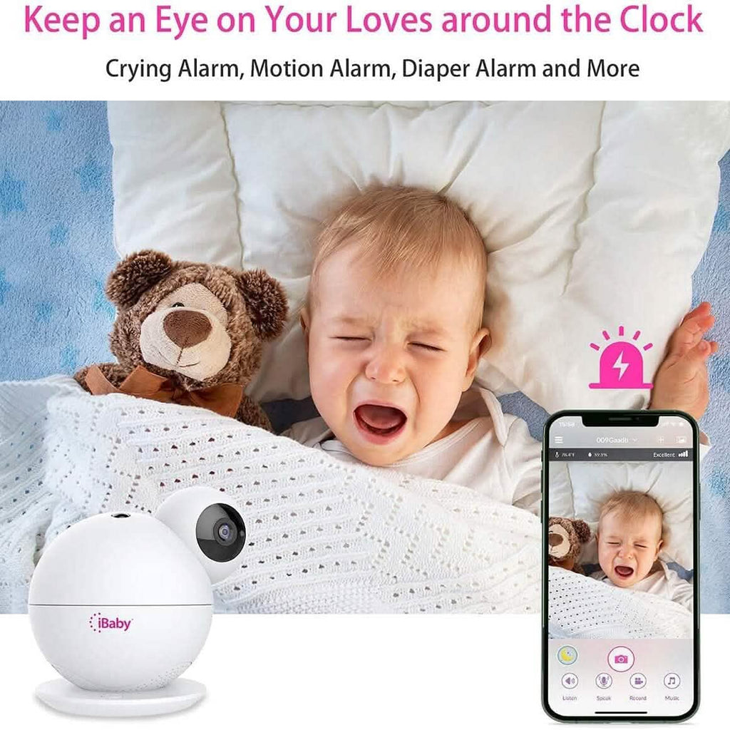 iBaby M8 Moniteur Bébé Connecté 2K, Panoramique 355°, Inclinaison 110° et Audio Bidirectionnel (Reconditionné)