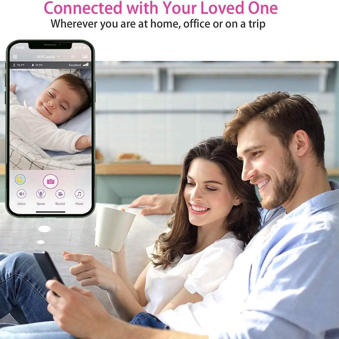 iBaby M8 Moniteur Bébé Connecté 2K, Panoramique 355°, Inclinaison 110° et Audio Bidirectionnel (Reconditionné)