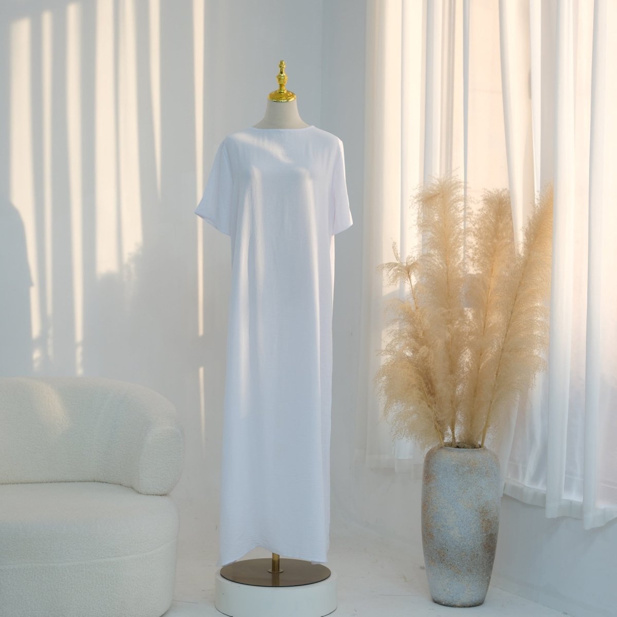 Ice Silk Crinkle Basic Dress(MA392)