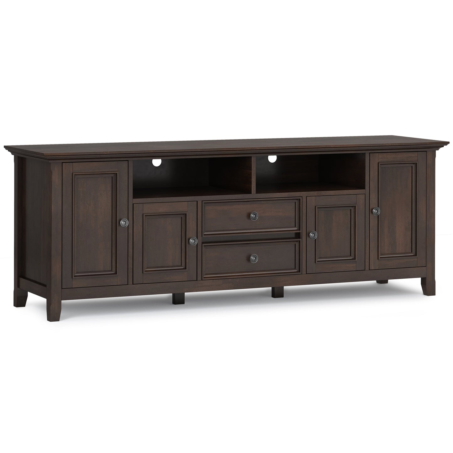 Amherst 72 Inch Wide Solid Wood TV Stand in Brunette