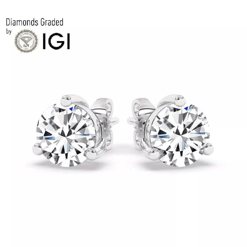 IGI、F/VS1、3 CT ソリティア ラボ育成 ラウンド ダイヤモンド スタッド ピアス 950 プラチナ