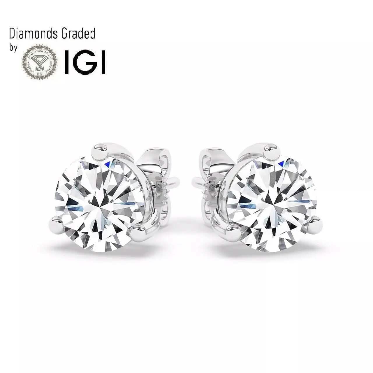 IGI、F/VS1、3 CT ソリティア ラボ育成 ラウンド ダイヤモンド スタッド ピアス 950 プラチナ