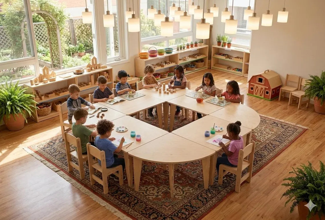 ARI- Semi-Circle Table with Set of 4 Chairs