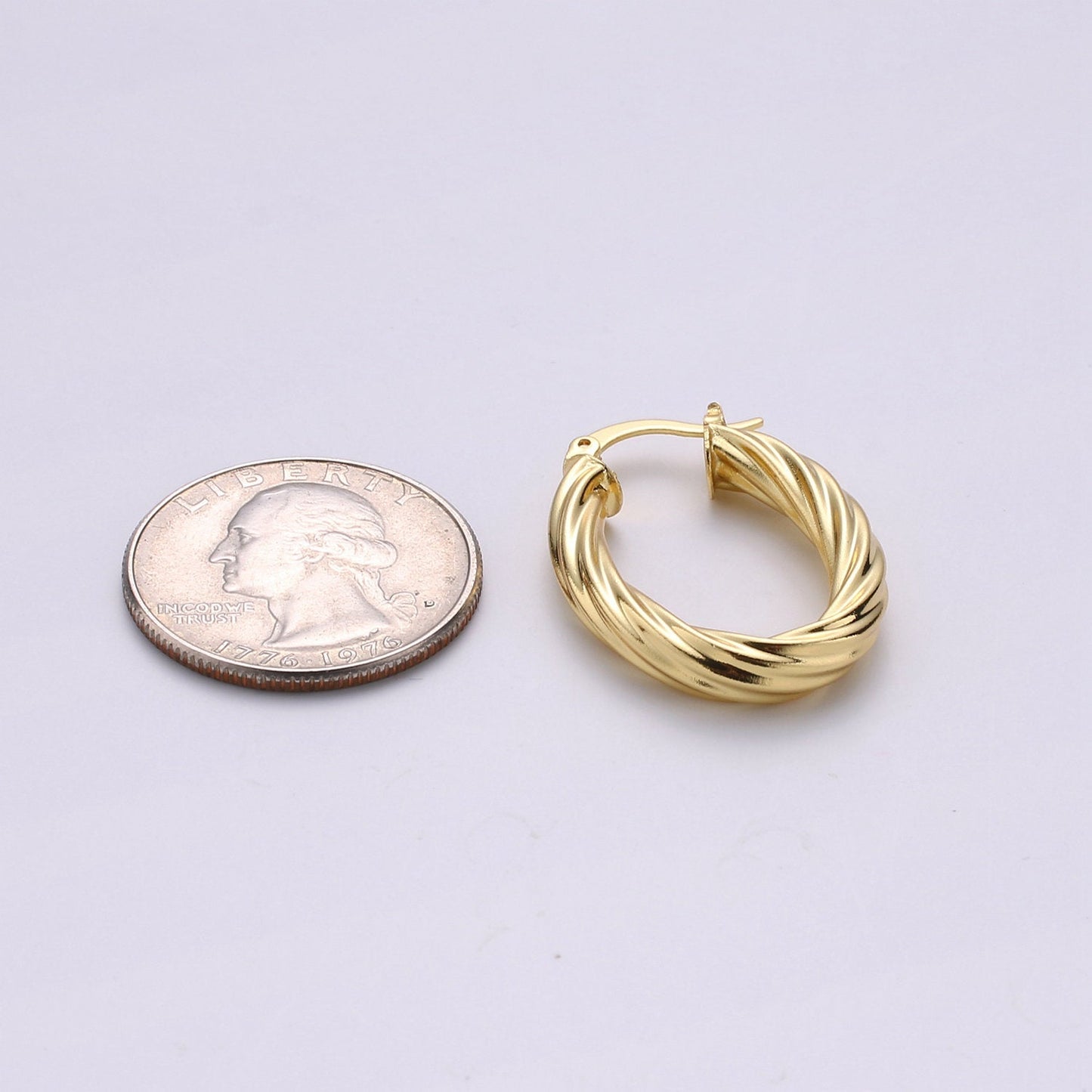 24k Vermeil Gold Earrings, Hoop Earrings, Small Hoop, Oval Rope Texture Earring, Gift for Her, Earrings for Women, Everyday Wear Earrings Q-529