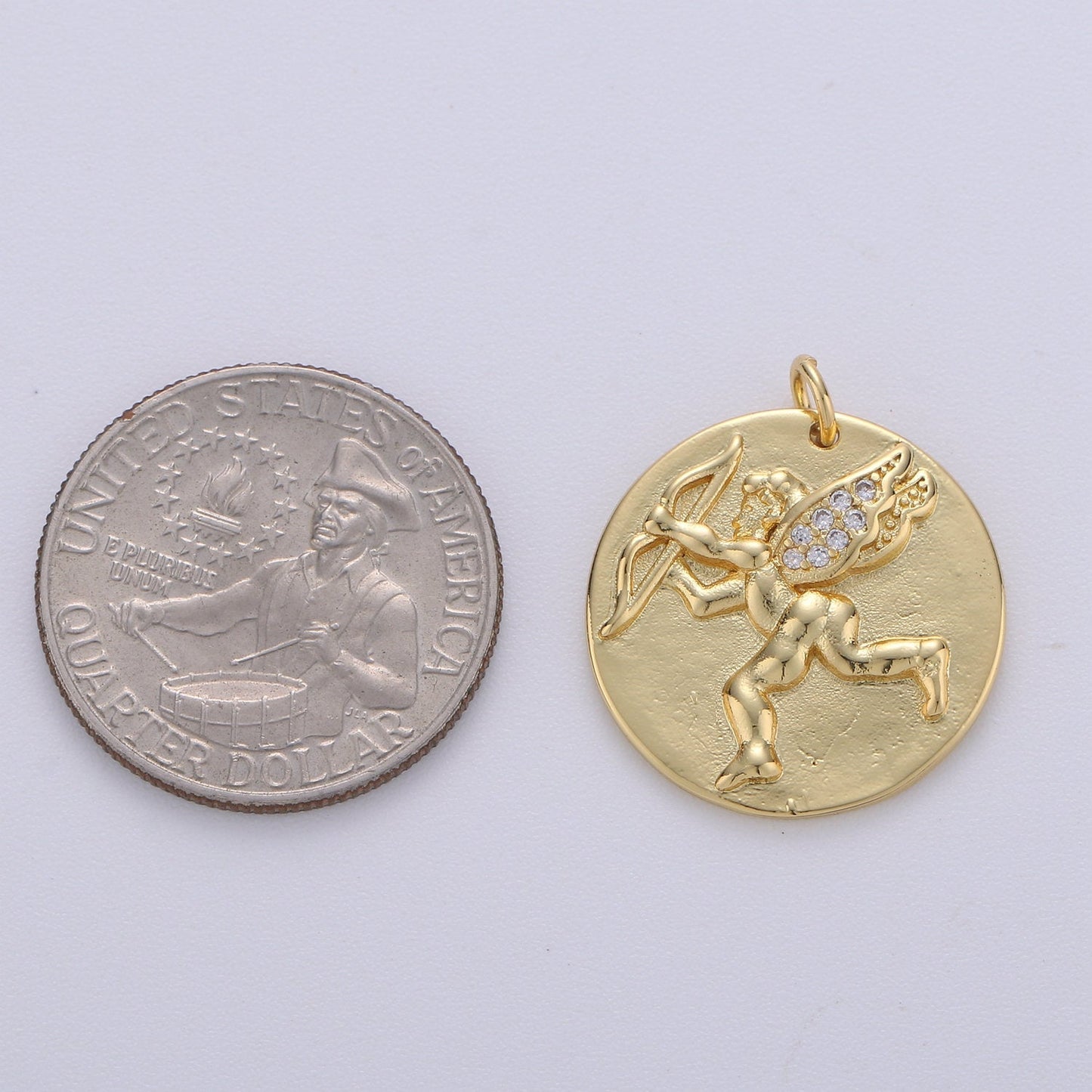 14K Gold Filled Cupid Charm- Medallion Cupid Pendant - Dainty Micro pave Charm - for Necklace Bracelet Earring Component D-693