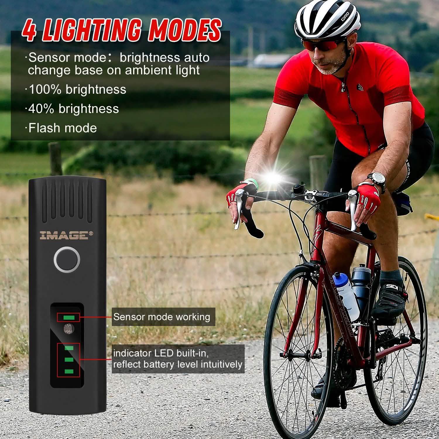 IMAGE Ensemble d'éclairage de vélo avec phares et feux arrière à LED
