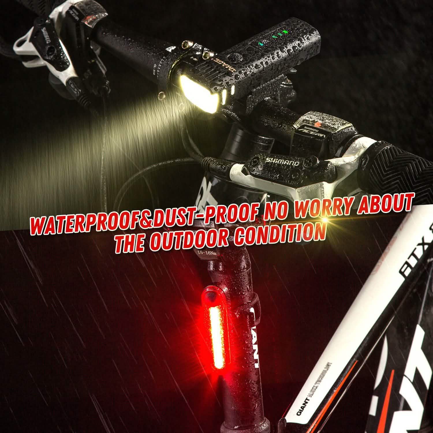 IMAGE Ensemble d'éclairage de vélo avec phares et feux arrière à LED