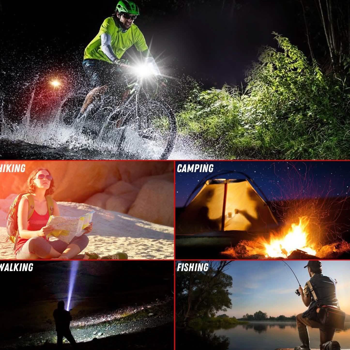 IMAGE Ensemble d'éclairage de vélo avec phares et feux arrière à LED