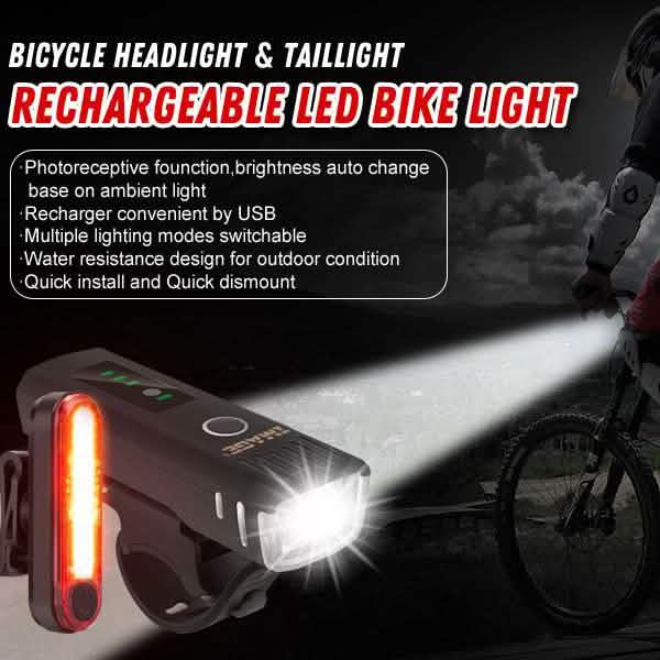 IMAGE Ensemble d'éclairage de vélo avec phares et feux arrière à LED