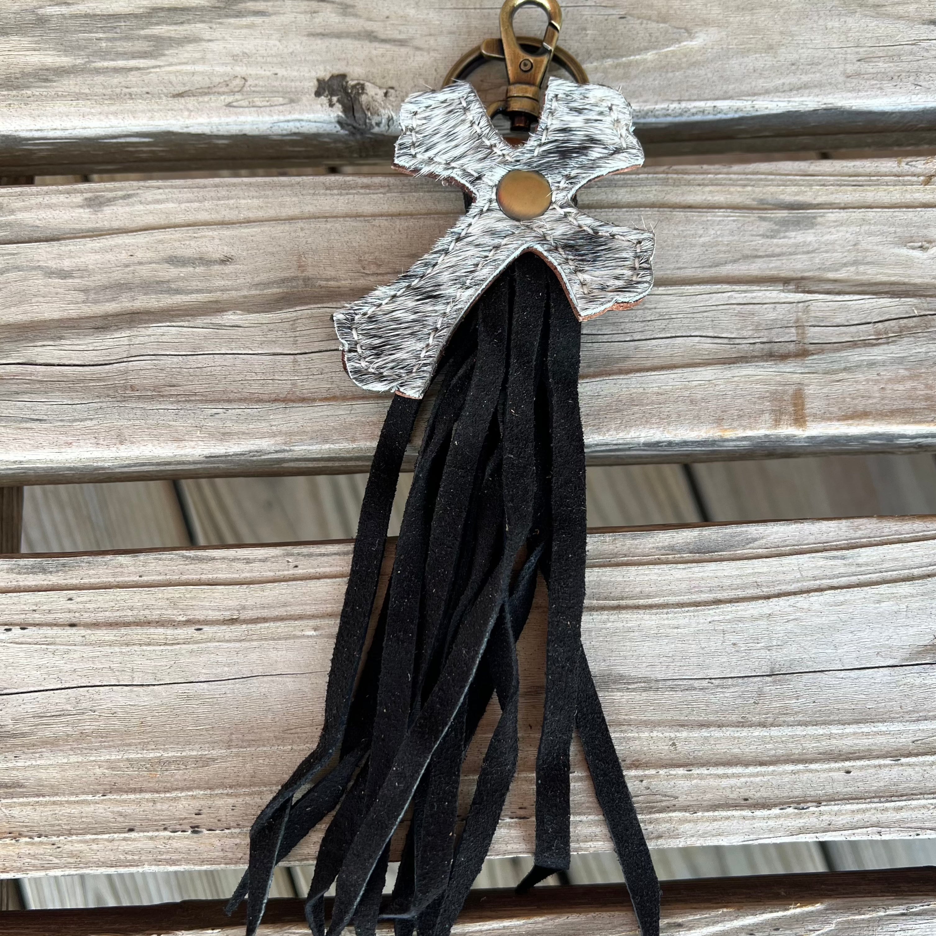 Cowhide Cross Keychain