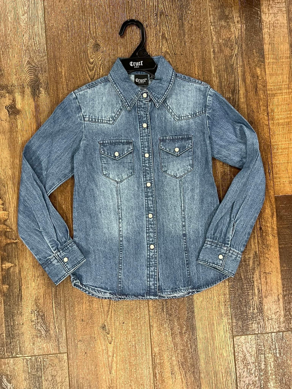 Chemise en jean à boutons-pression nacrés | Cruel Girl