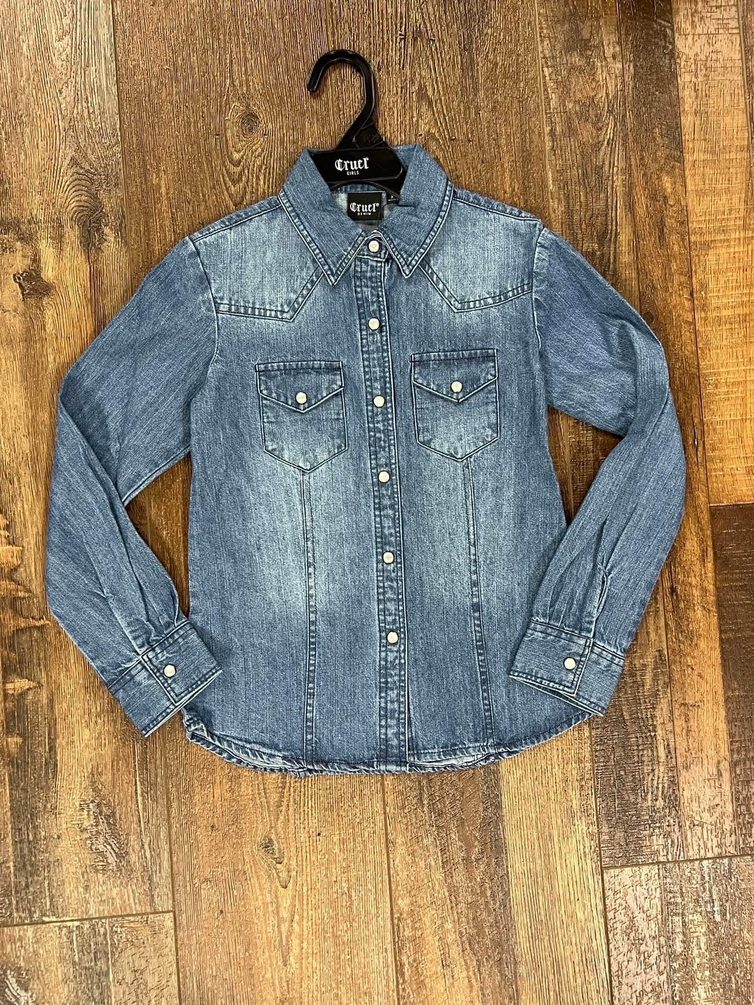 Chemise en jean à boutons-pression nacrés | Cruel Girl