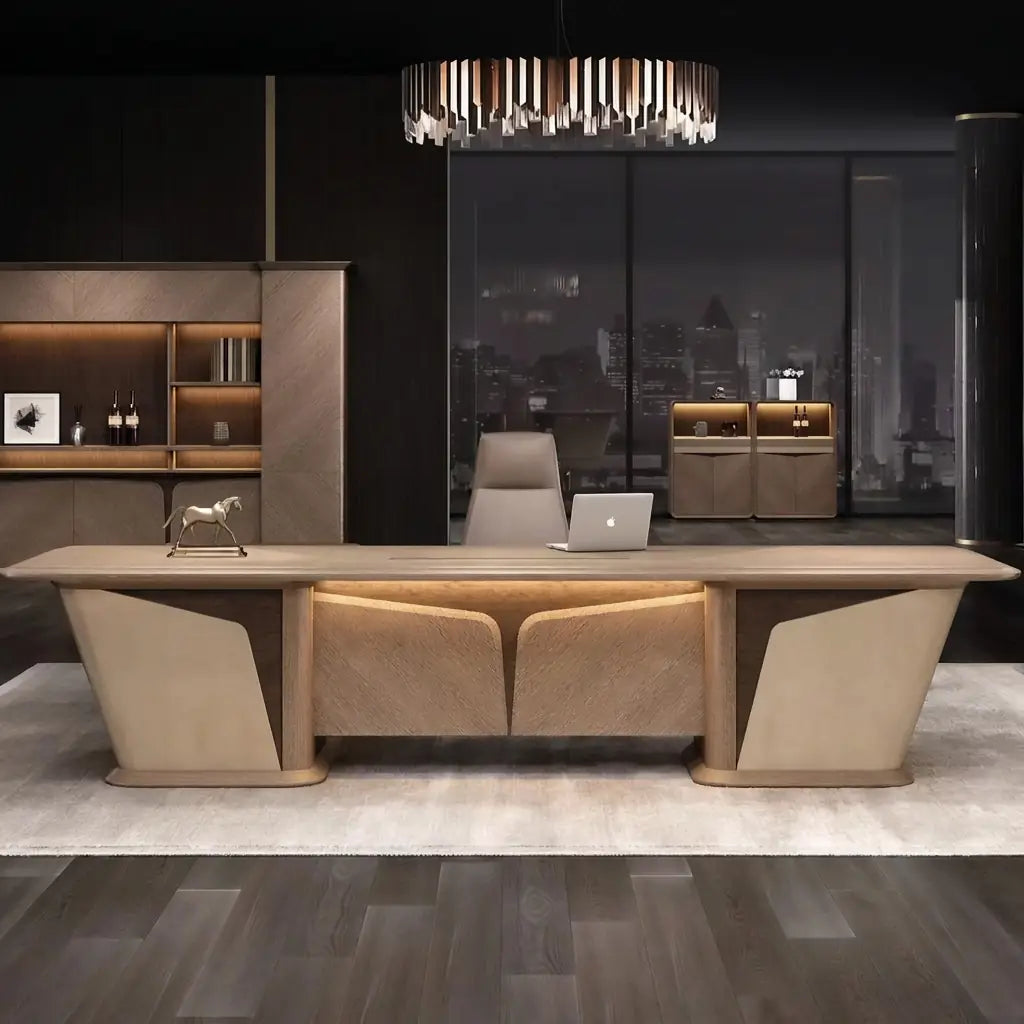 Cognac · Executive Desk w/ Mobile Storage