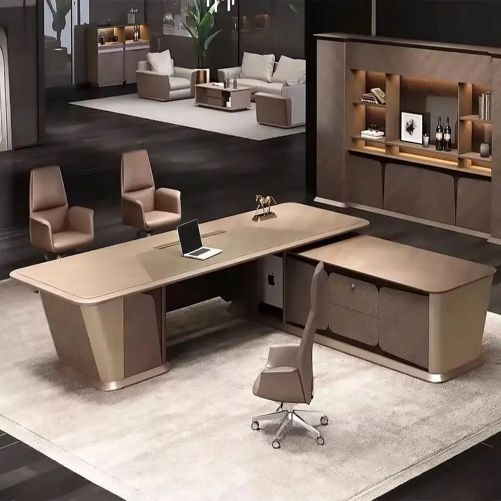 Cognac · Executive Desk w/ Mobile Storage